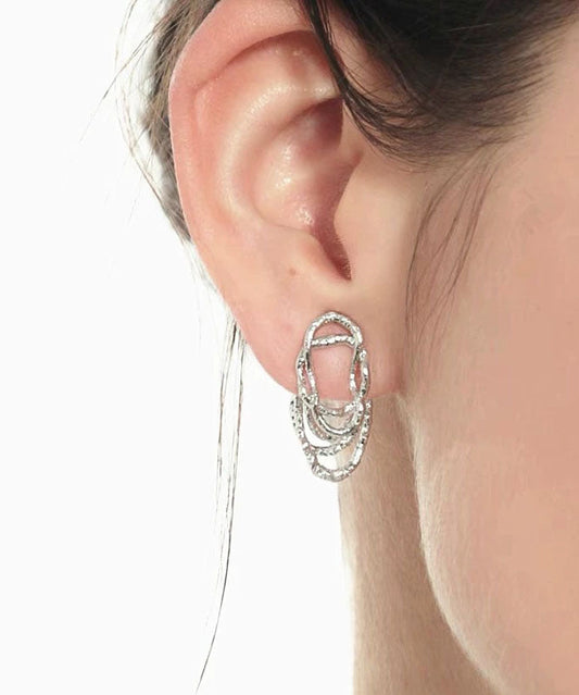 Pendientes de aro con encaje de cobre y seda estilo hueco