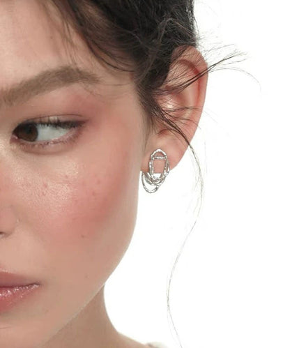 Pendientes de aro con encaje de cobre y seda estilo hueco