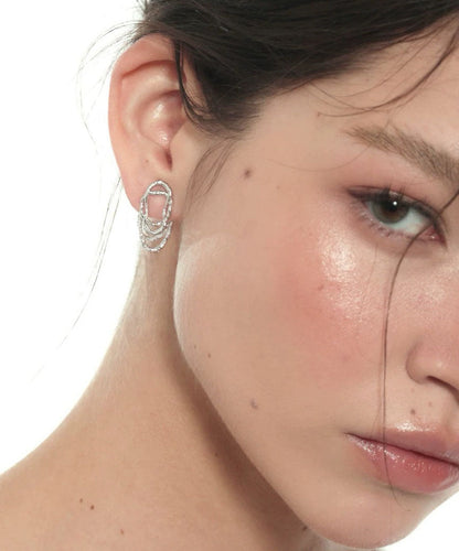 Pendientes de aro con encaje de cobre y seda estilo hueco