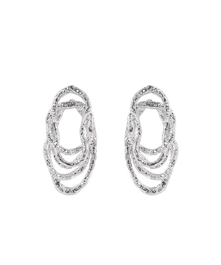 Pendientes de aro con encaje de cobre y seda estilo hueco