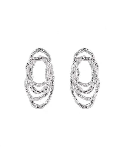 Pendientes de aro con encaje de cobre y seda estilo hueco