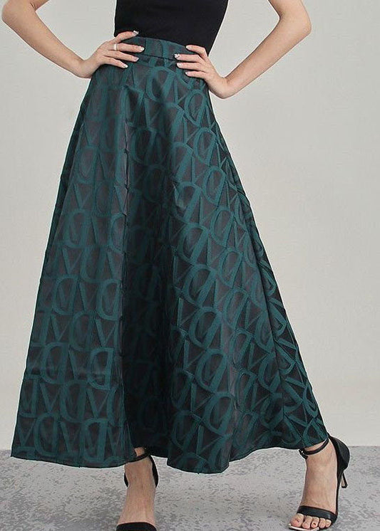 Style Tea Green Asymmetrischer Print Rock Frühling