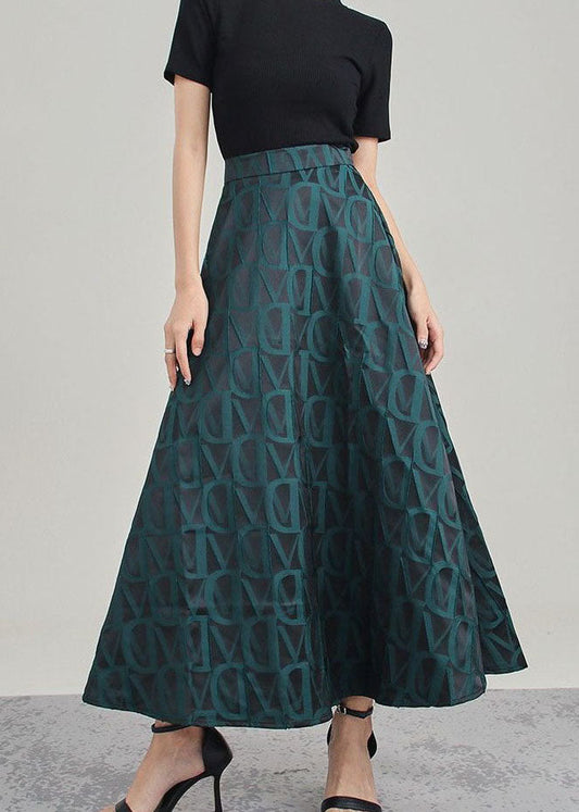 Style Tea Green Asymmetrischer Print Rock Frühling