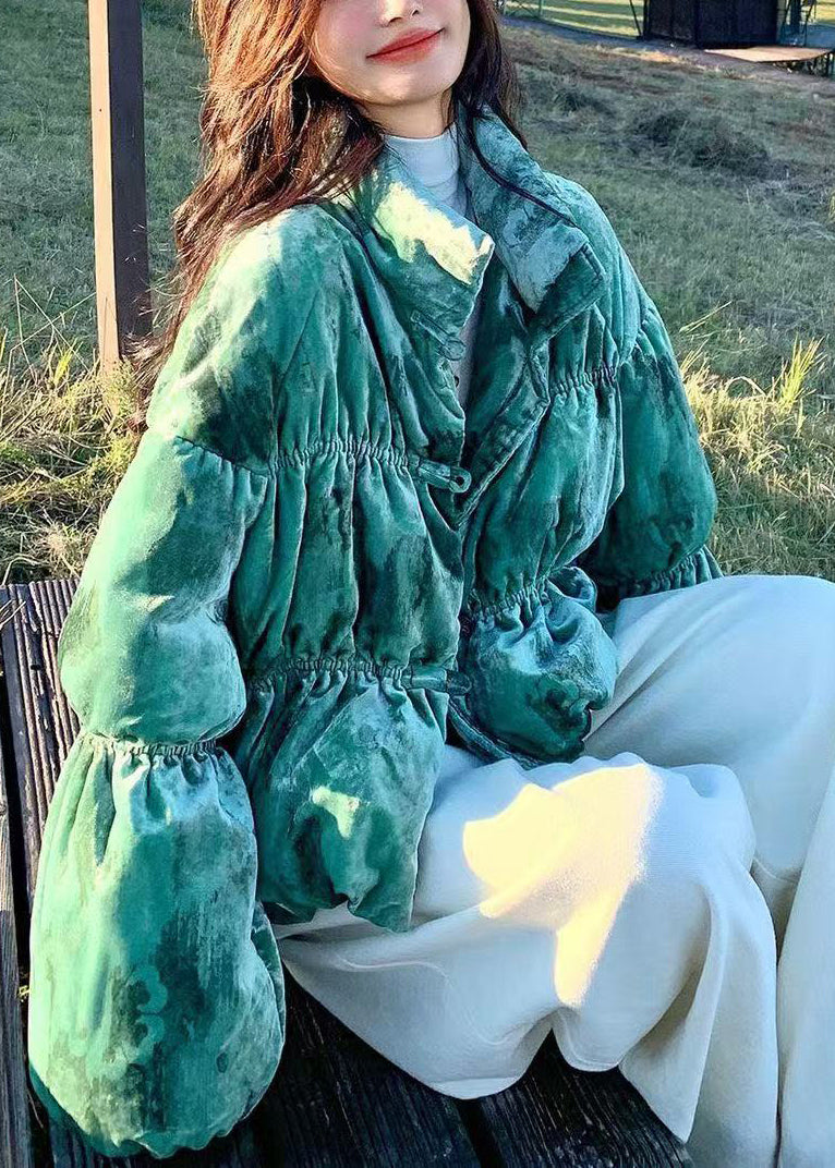 Oversize-Steppjacke mit Print in Teegrün und Laternenärmeln