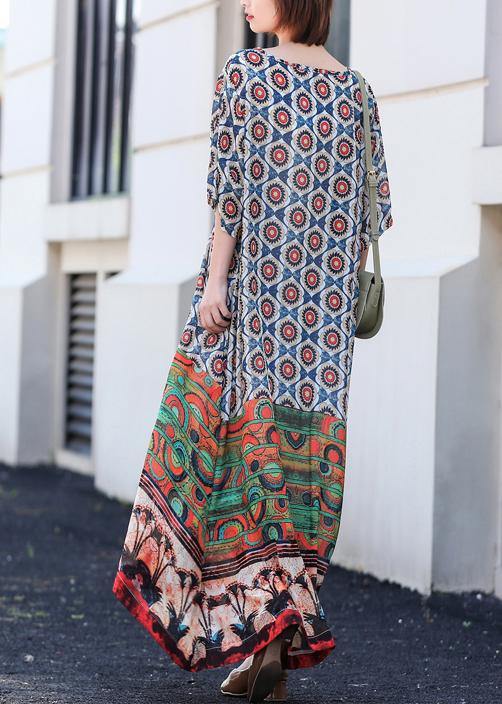 Style V Neck Dress Sleeve Print Traveling Dress - SooLinen