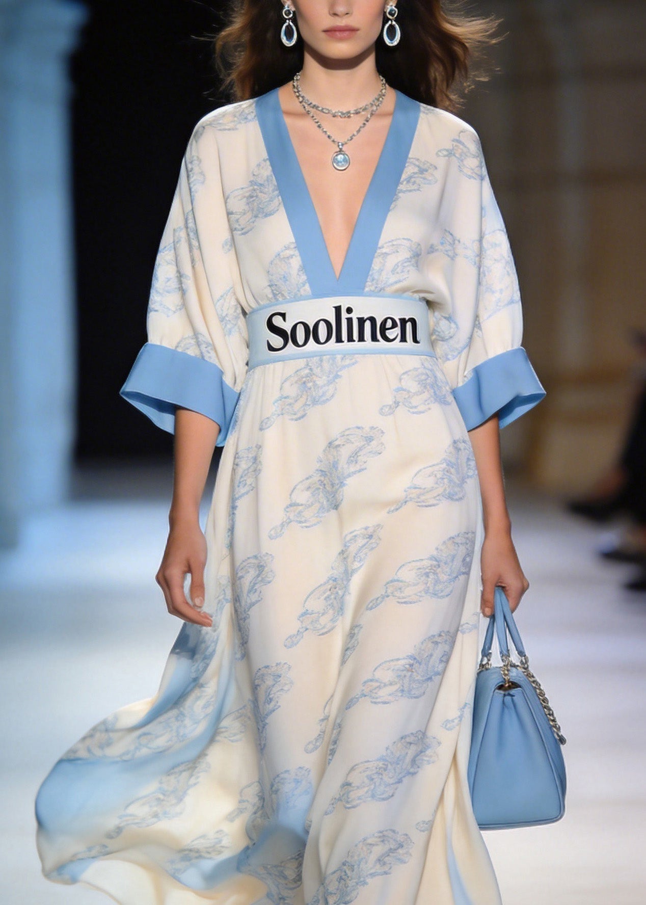 Style V Neck Print Patchwork Chiffon Dress Summer