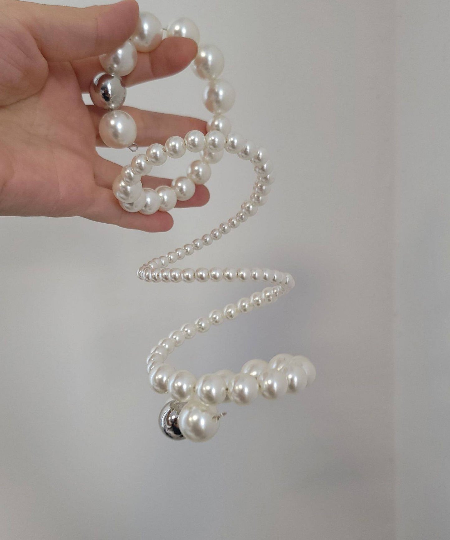 Style White Alloy Multiple Layers Winding Pearl Charm Bracelet