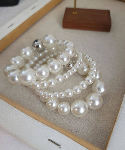 Style White Alloy Multiple Layers Winding Pearl Charm Bracelet