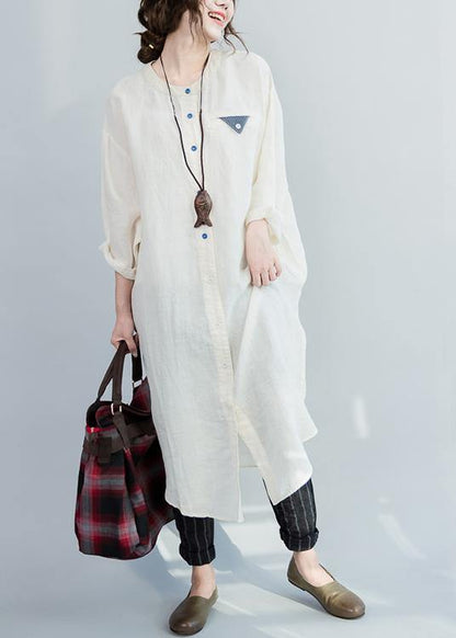 Style White Button Maxi Summer Cotton Dress - SooLinen