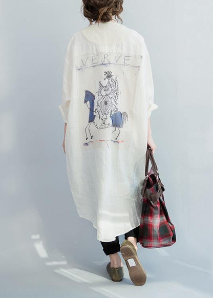 Style White Button Maxi Summer Cotton Dress - SooLinen