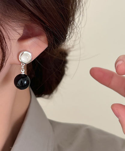 Pendientes colgantes de perla dorada de cobre blanco