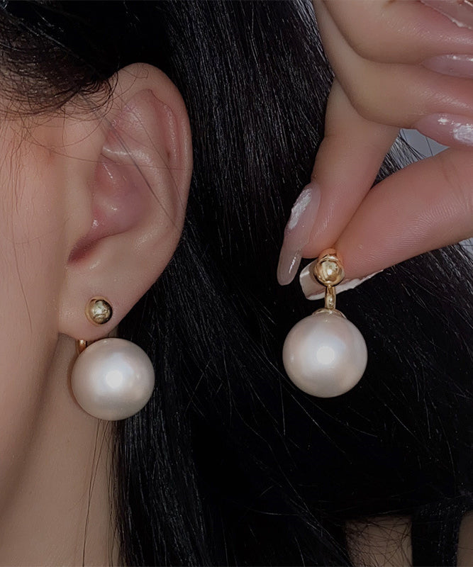 Pendientes de perla dorada de cobre blanco estilo