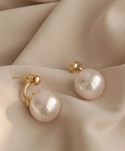 Pendientes de perla dorada de cobre blanco estilo