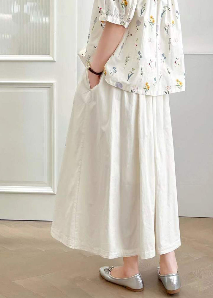 Style White Embroidered Cotton Skirt Summer