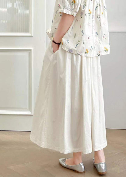 Style White Embroidered Cotton Skirt Summer