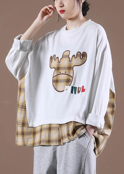 Style White O-Neck Loose Sweatshirt - SooLinen