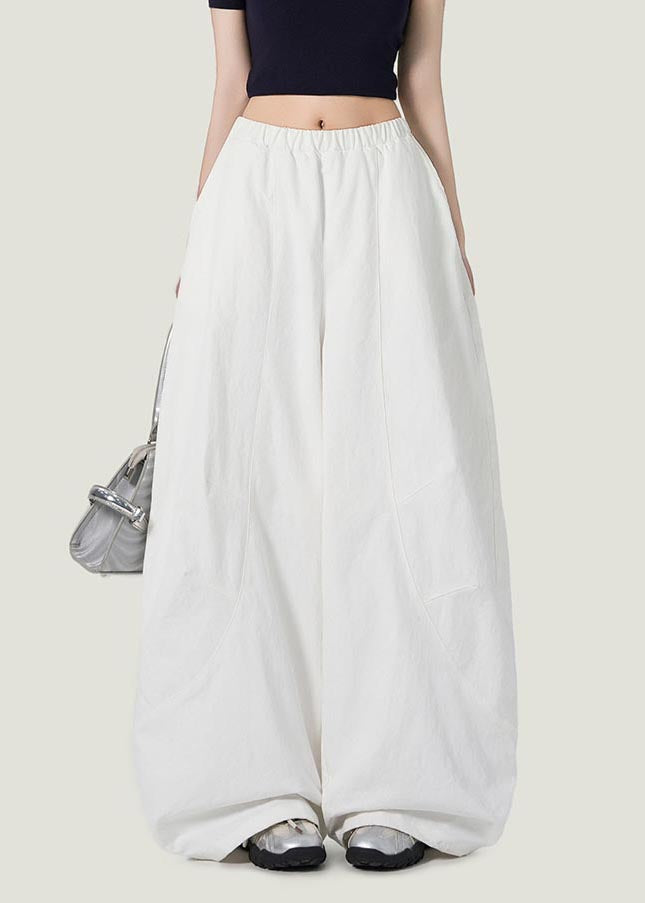 Style White Oversized Cotton Wide Leg Pants Fall