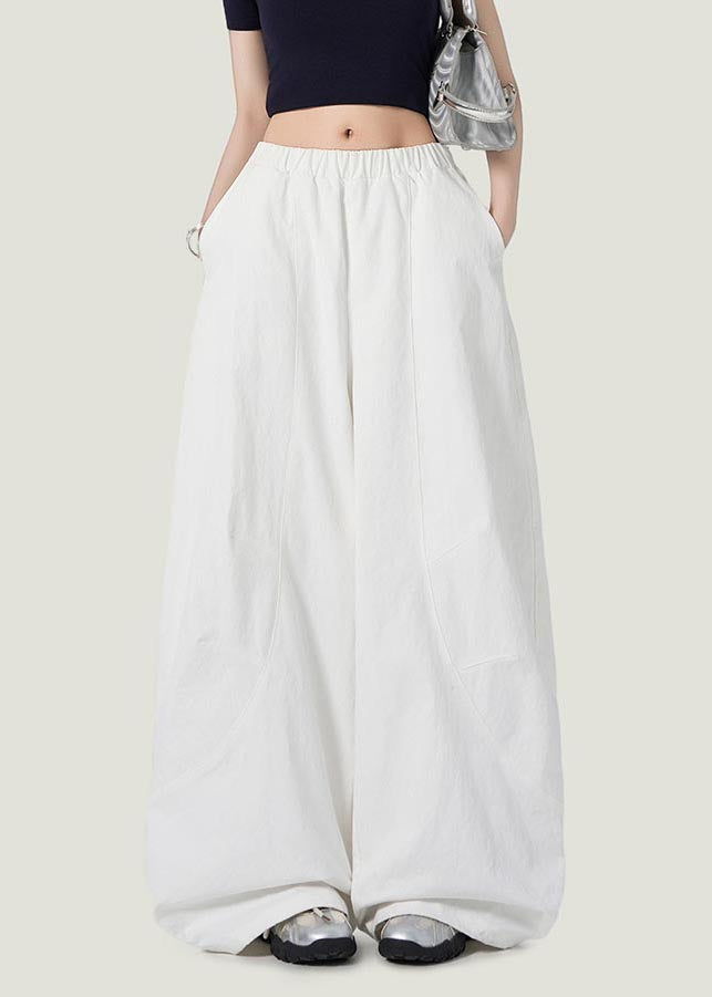 Style White Oversized Cotton Wide Leg Pants Fall