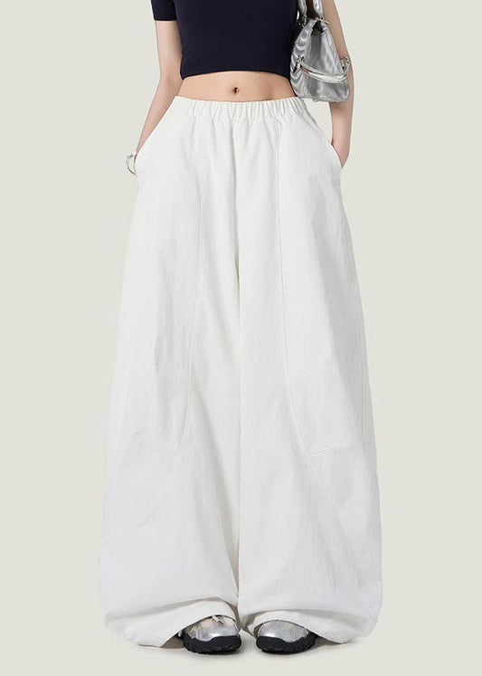 Style White Oversized Cotton Wide Leg Pants Fall