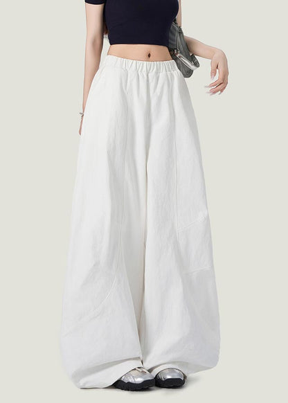 Style White Oversized Cotton Wide Leg Pants Fall