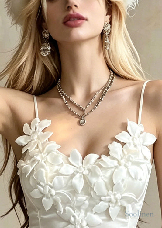 Style White Stereoscopic Floral Cotton Beach Vest Summer