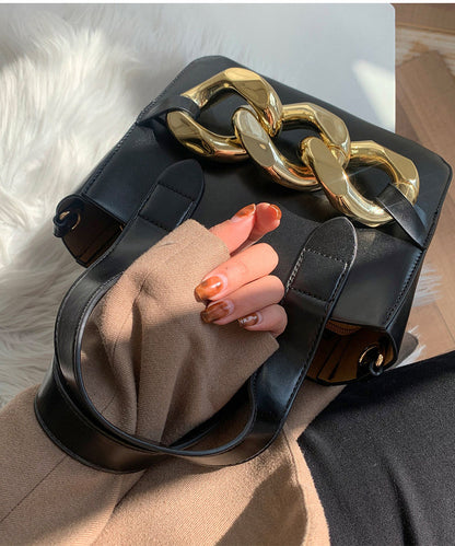 Style Yellow Chain Linked Faux Leather Tote Mini Bag