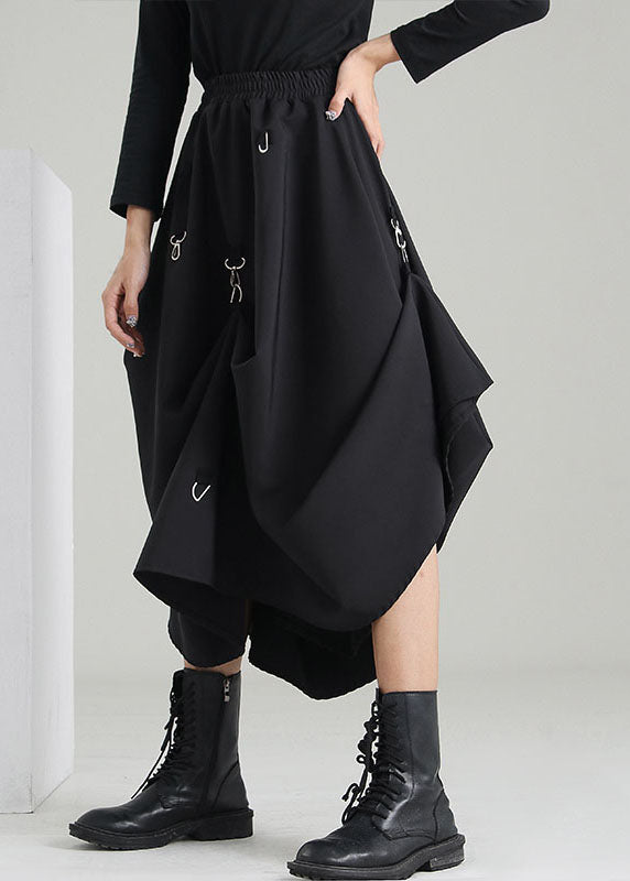 Stil schwarz elastische taille Asymmetrische Pailletten Röcke Frühling