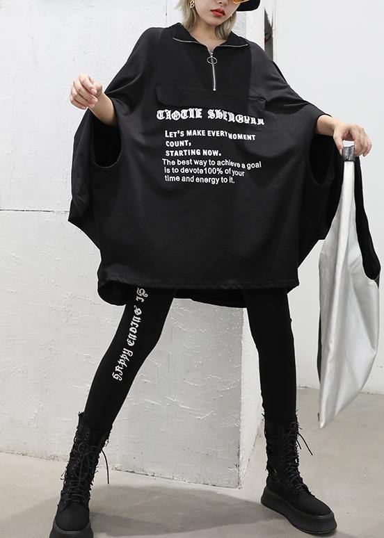 Style black lapel collar cotton clothes Batwing Sleeve Art fall shirt - SooLinen