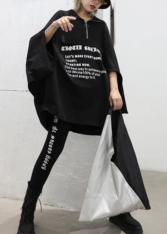 Style black lapel collar cotton clothes Batwing Sleeve Art fall shirt - SooLinen