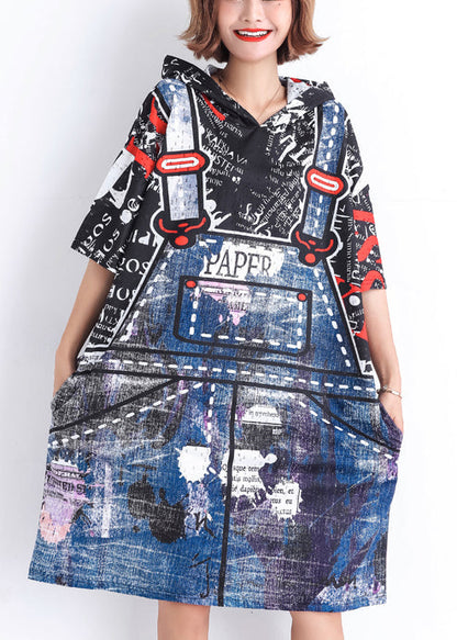 Stil blauer Druck Baumwolle Quiltkleidung pakistanisches Design Kurzarm falsche zweiteilige tägliche Sommerkleider