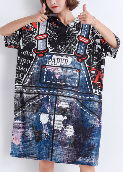 Stil blauer Druck Baumwolle Quiltkleidung pakistanisches Design Kurzarm falsche zweiteilige tägliche Sommerkleider