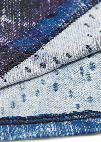 Stil blauer Druck Baumwolle Quiltkleidung pakistanisches Design Kurzarm falsche zweiteilige tägliche Sommerkleider
