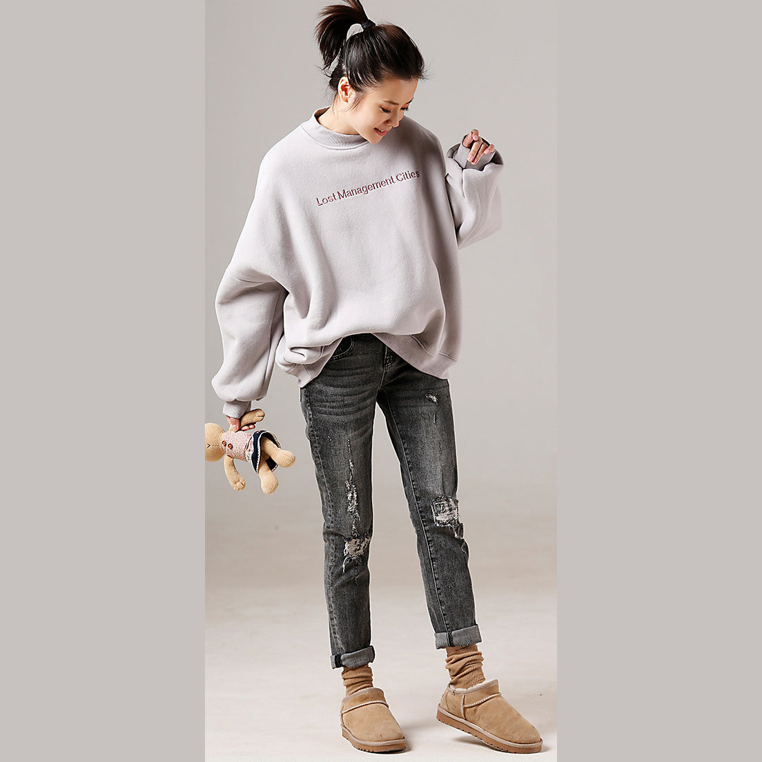 Stil Baumwolle Bluse Plus Größe Stickerei Tutorials grau Knie Tops