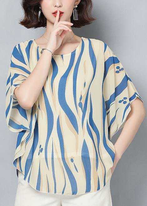 Style green print clothes o neck Batwing Sleeve short shirt - SooLinen