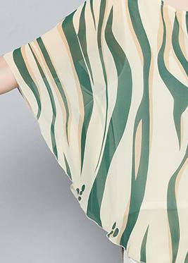 Style green print clothes o neck Batwing Sleeve short shirt - SooLinen