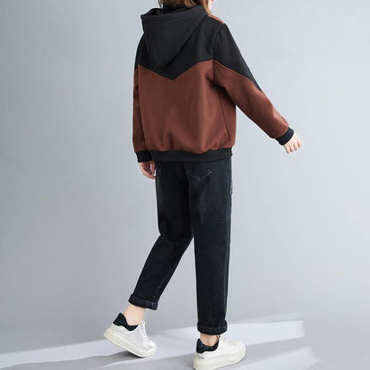 Style hooded patchwork clothes For Women Photography chocolate shirt - SooLinen