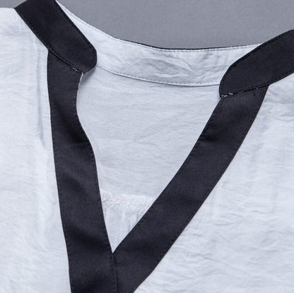 Stil Leinen Baumwolle Quilten Kleidung Pakistani Weiß Langarm Lose Unregelmäßige Kleid