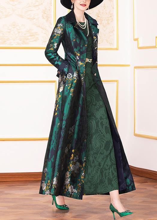 Style navy prints Fashion outfit Work Outfits tie waist  big hem outwears - SooLinen