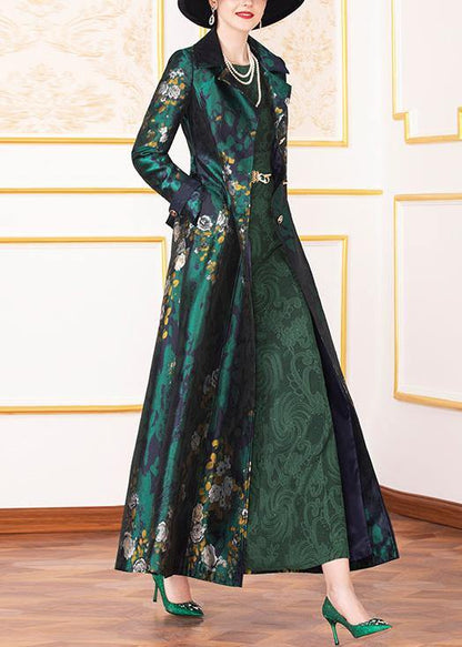 Style navy prints Fashion outfit Work Outfits tie waist  big hem outwears - SooLinen