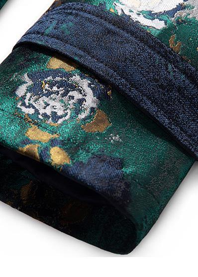 Style navy prints Fashion outfit Work Outfits tie waist  big hem outwears - SooLinen