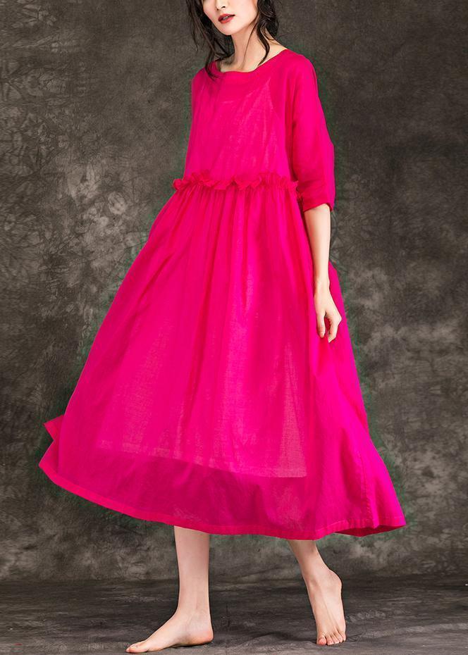 Stil o hals patchwork baumwolle Lange boutique Shirts rose Plus Größe Kleidung Kleider Sommer