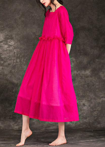 Stil o hals patchwork baumwolle Lange boutique Shirts rose Plus Größe Kleidung Kleider Sommer