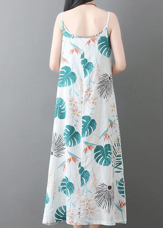 Style sleeveless tunic dress Runway white prints Dresses summer - SooLinen