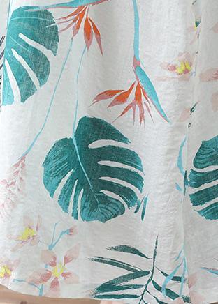 Style sleeveless tunic dress Runway white prints Dresses summer - SooLinen