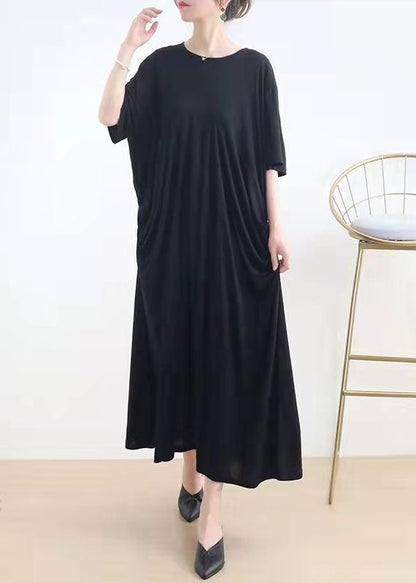 Stil Blaue Roben O Hals Asymmetrische Kaftan Sommerkleider