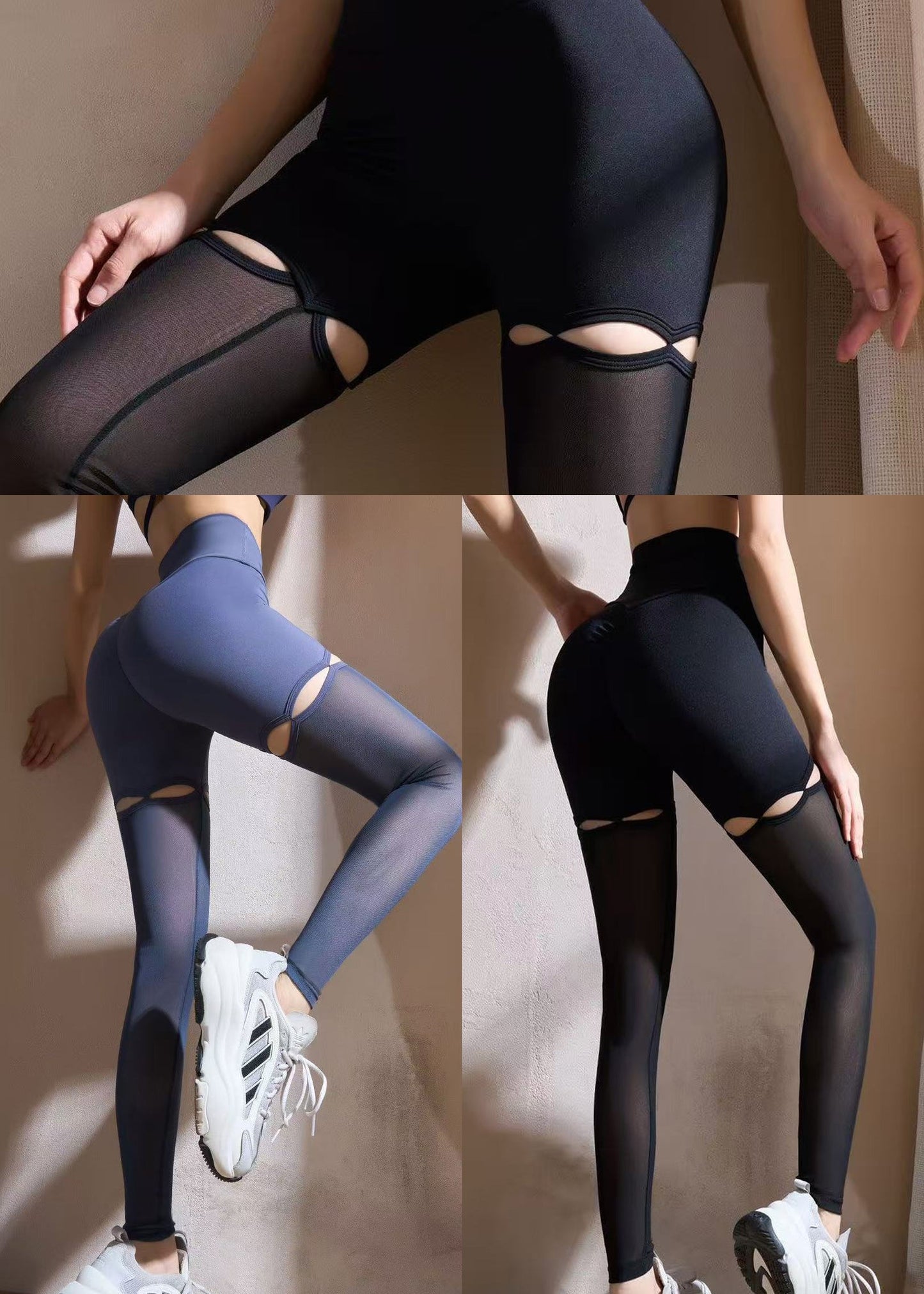 Styling Black Seamless Patchwork Capri Gym Shark Leggings
