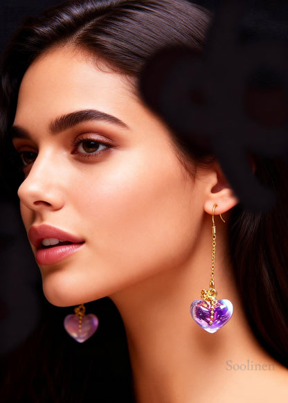 Stylish Asymmetric Design Heart-shaped Crystal Drop Earrings