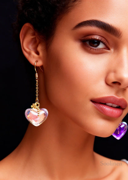 Stylish Asymmetric Design Heart-shaped Crystal Drop Earrings