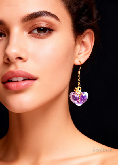Stylish Asymmetric Design Heart-shaped Crystal Drop Earrings