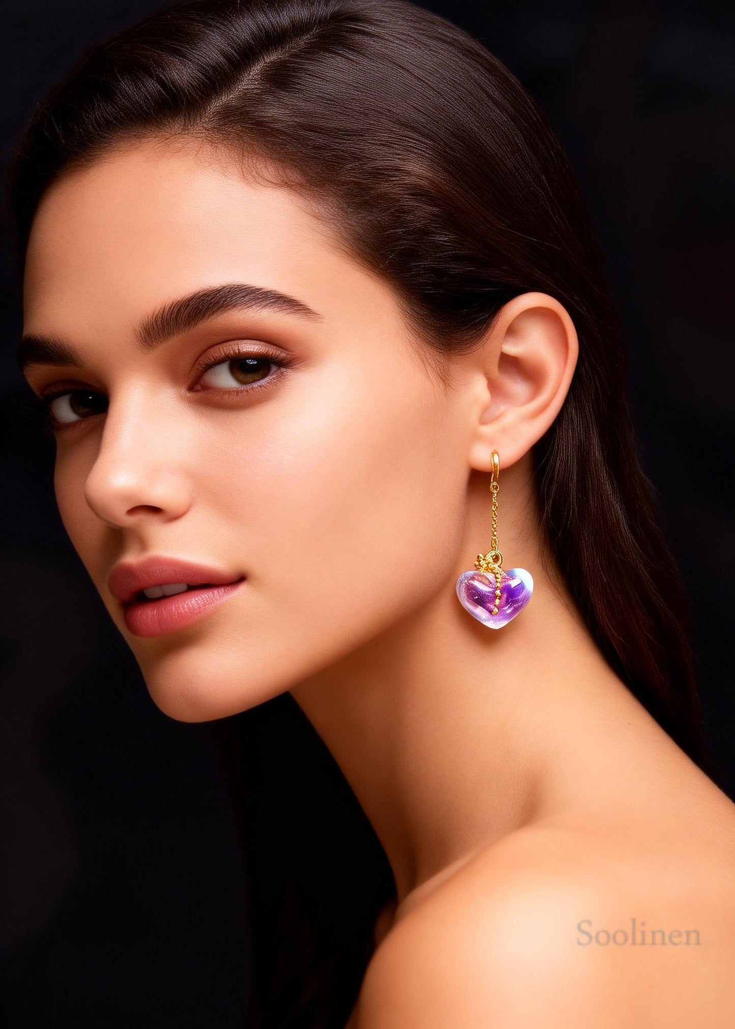 Stylish Asymmetric Design Heart-shaped Crystal Drop Earrings